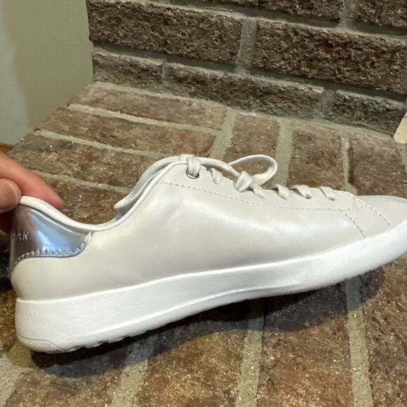 Cole Haan Women's GrandPro Light Gray Silver Leather Sneakers 6.5B - Picture 7 of 16